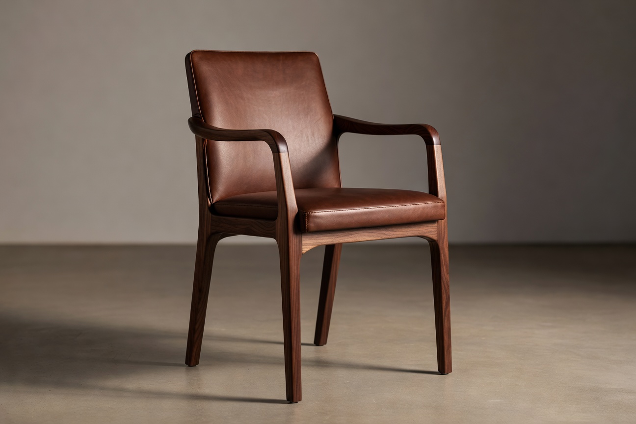 Wood and Leather Dining Chair